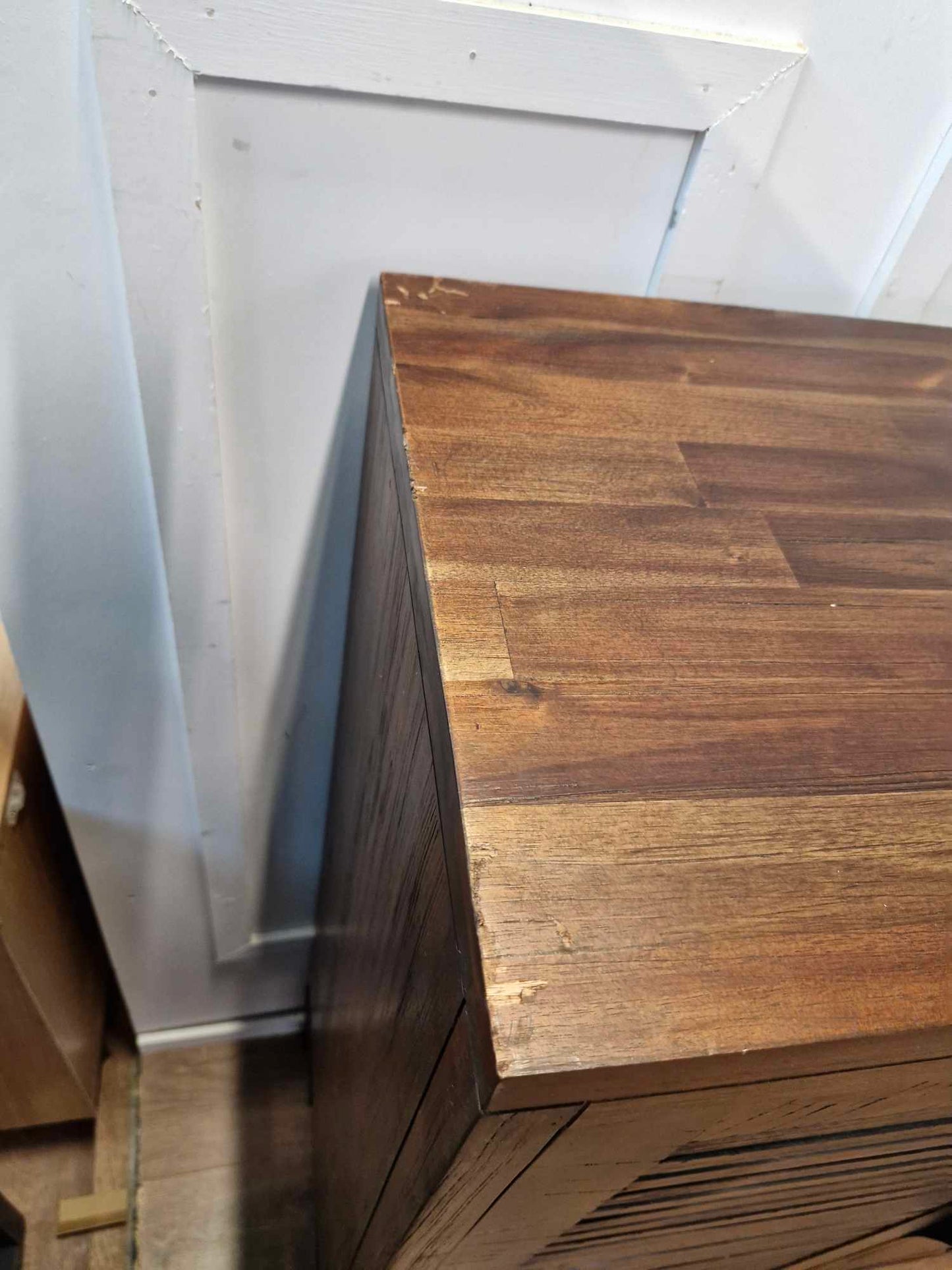 Solid Dark Wood  Wideboy Chest / Wide and Tall cabinet with doors and drawers / Oak Furnitureland Detroit