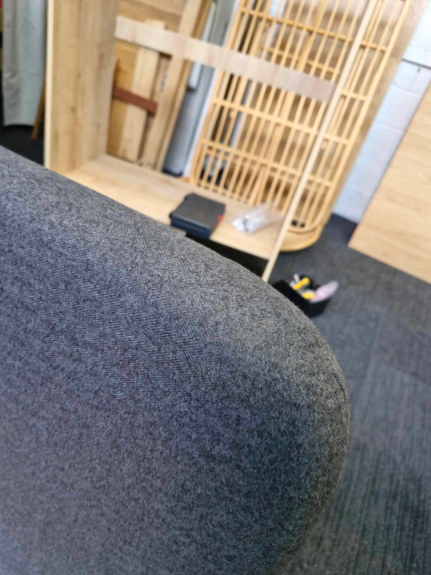 Small Double Dark Grey Bed / John Lewis Bonnie Brushed Tweed Charcoal