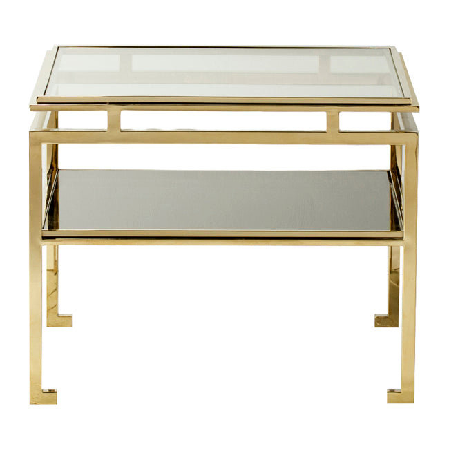 Gold and Glass Coffee Table with Storage