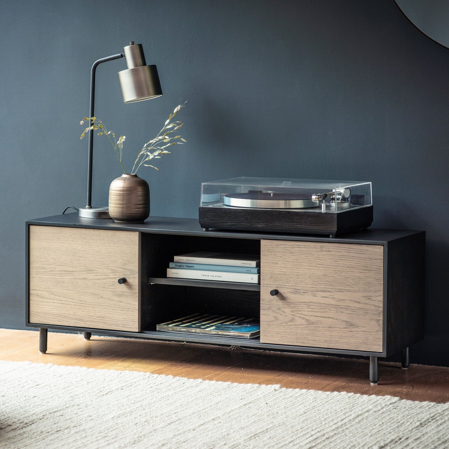 Black and Washed Oak TV stand / Media Unit