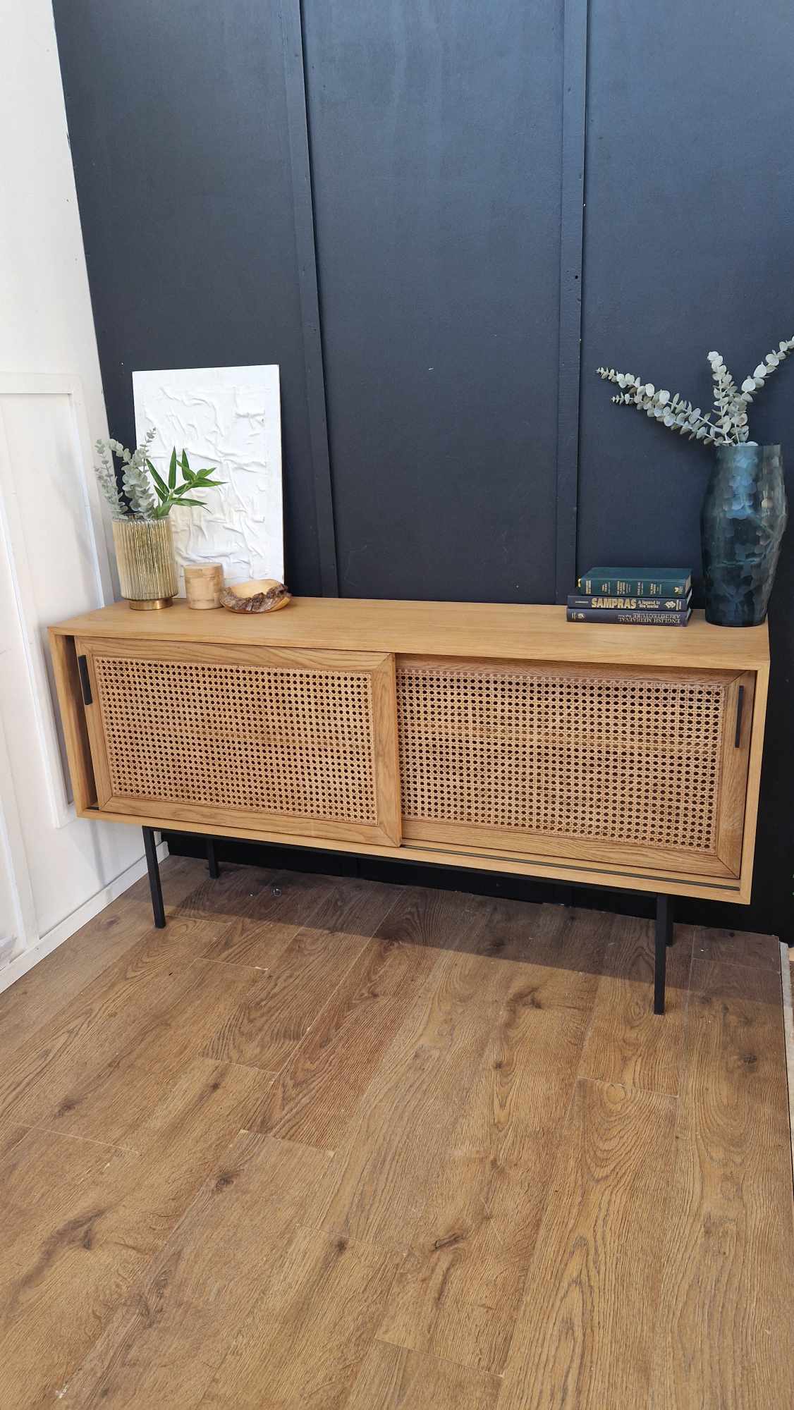 Oak & Rattan Sideboard Sliding Door RRP £1050