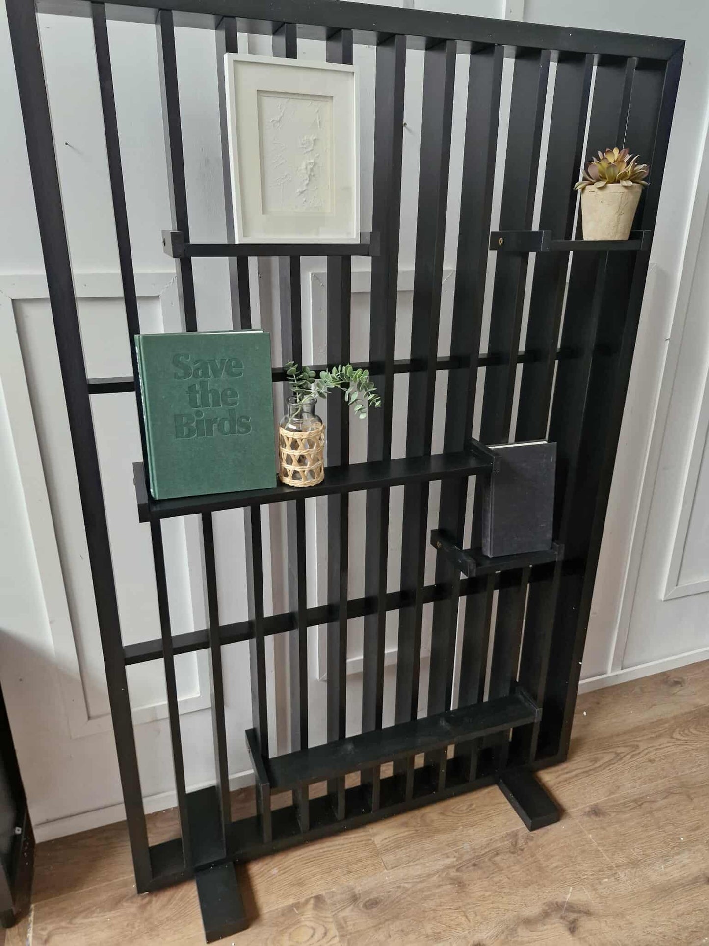 Freestanding room divider with shelves / Solid Wood Black / La Redoute Mineva