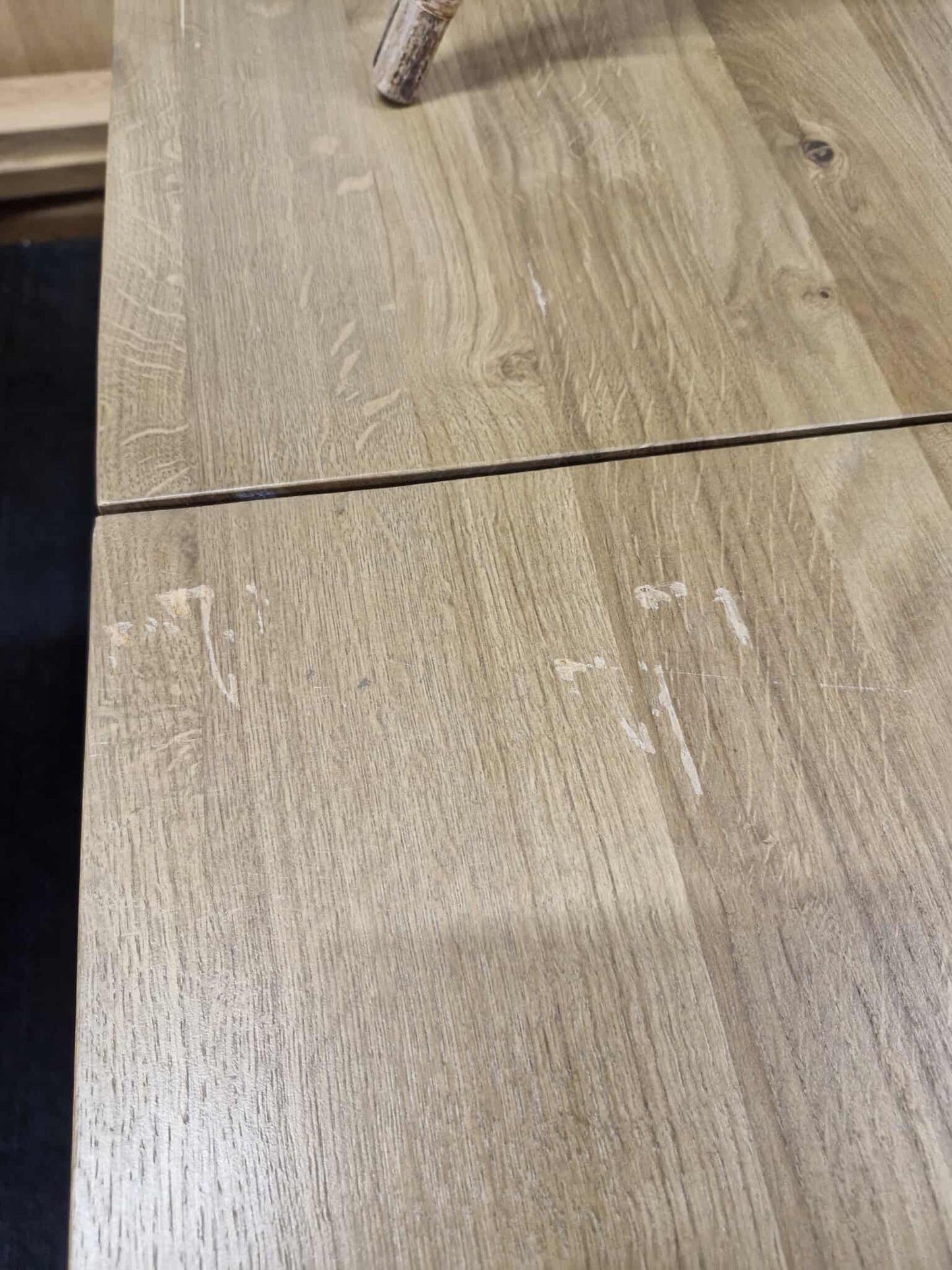Dining Table / Solid Wood- Smoked Oak and Stone Light Cream Painted / OAK FURNITURELAND OTTO