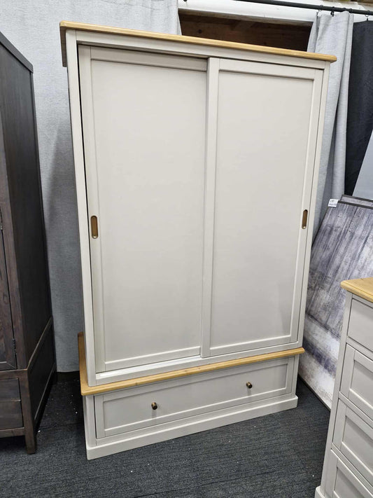 Solid Wood Double Wardrobe / Grey and Oak Wood / Oak Furnitureland Henley