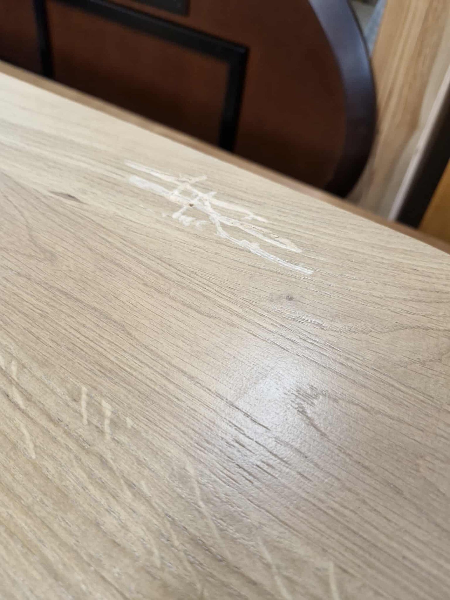 Dining Table / Solid Wood- Smoked Oak and Stone Light Cream Painted / OAK FURNITURELAND OTTO