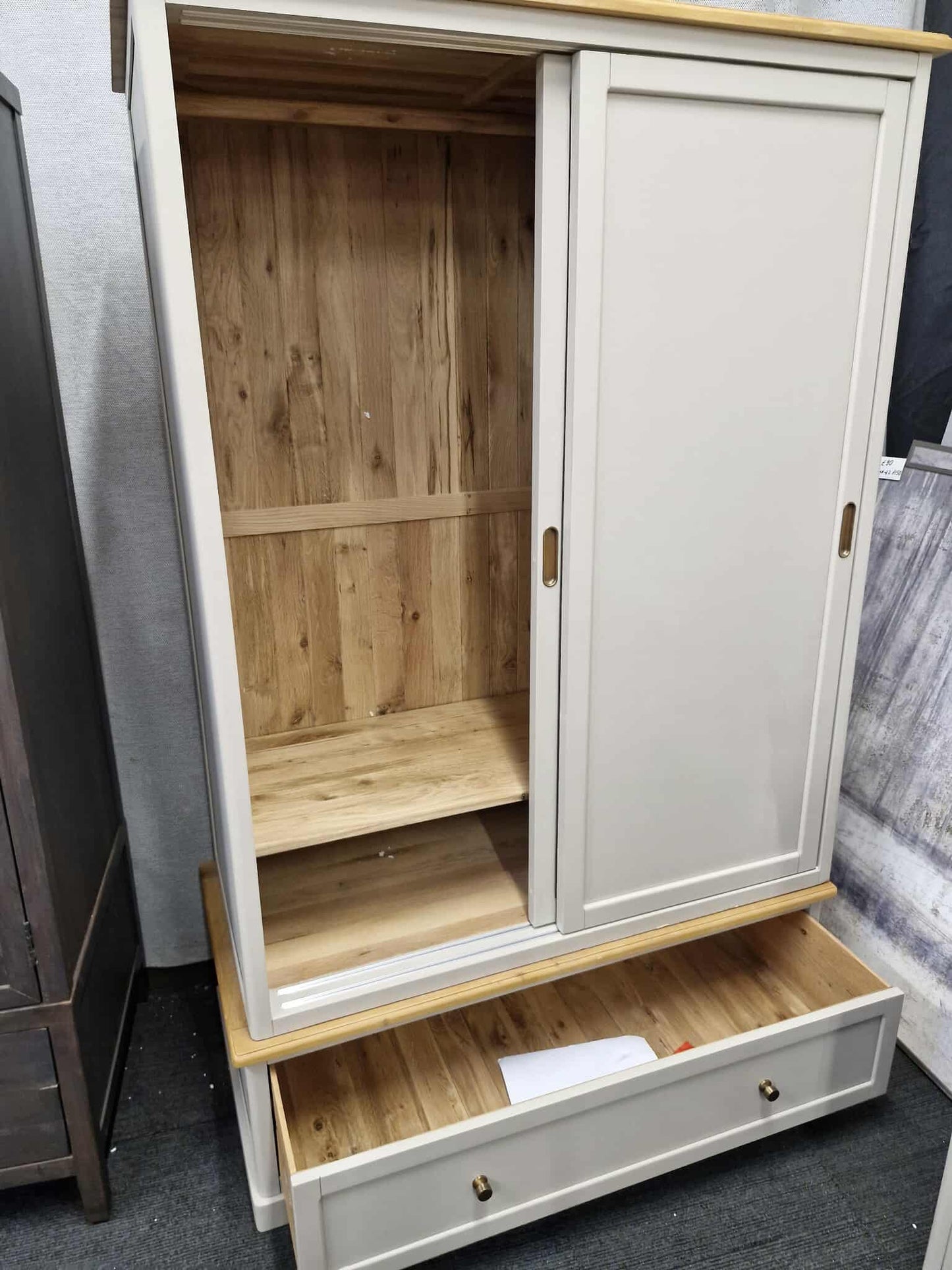 Solid Wood Double Wardrobe / Grey and Oak Wood / Oak Furnitureland Henley