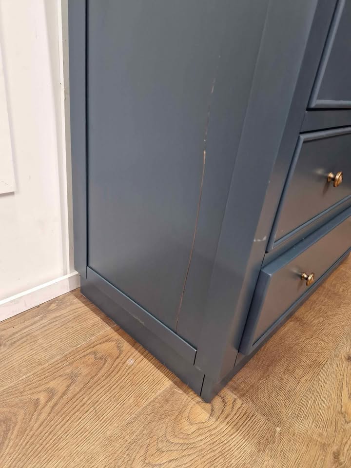 Solid Oak and Blue Chest of Drawers