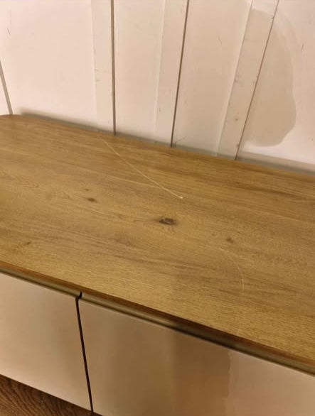 Large Solid Oak TV Unit / Smoked Oak and Natural Stone / Oak FurnitureLand Otto