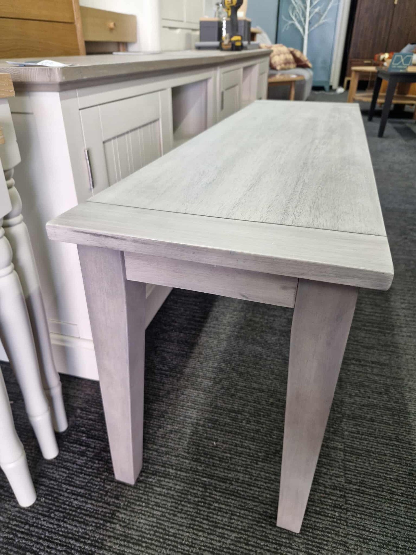 Light Grey solid wood Dining Bench 120cm