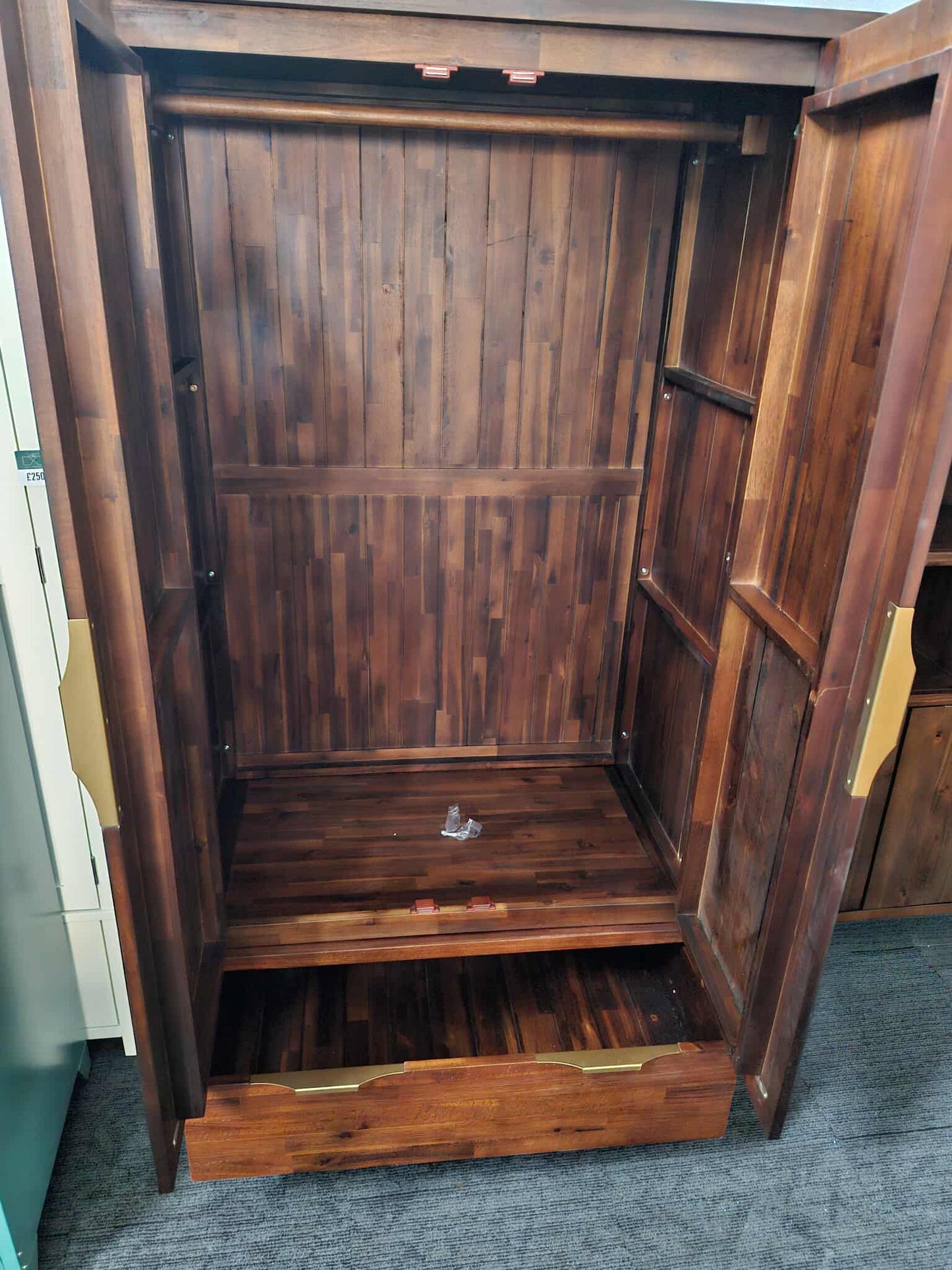 Double Dark Solid Wood wardrobe with gold details   / Oak Furnitureland Madison