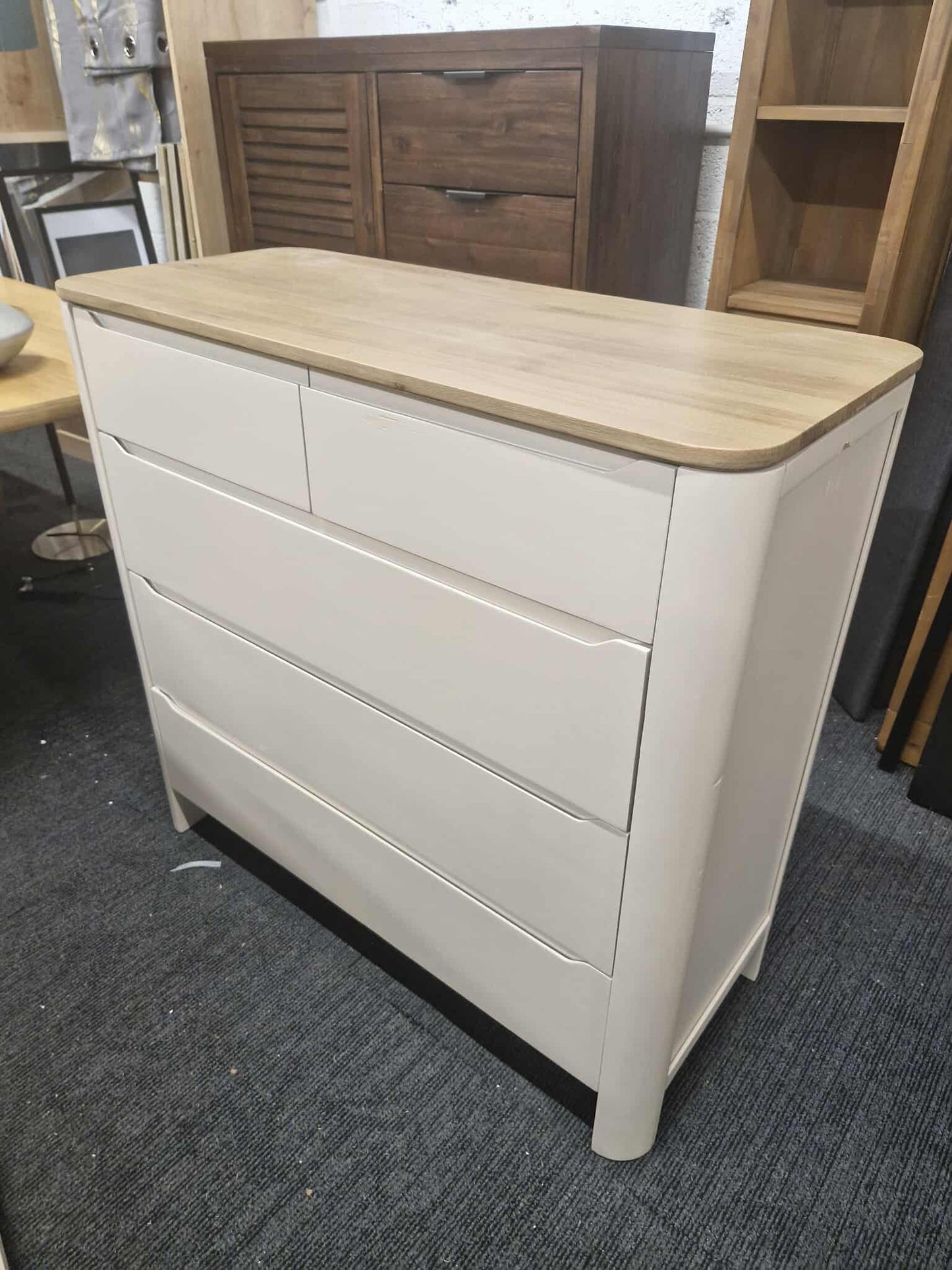 Chest of Drawers 2+3 / Smoked Oak and Natural Stone / Oak FurnitureLand Otto