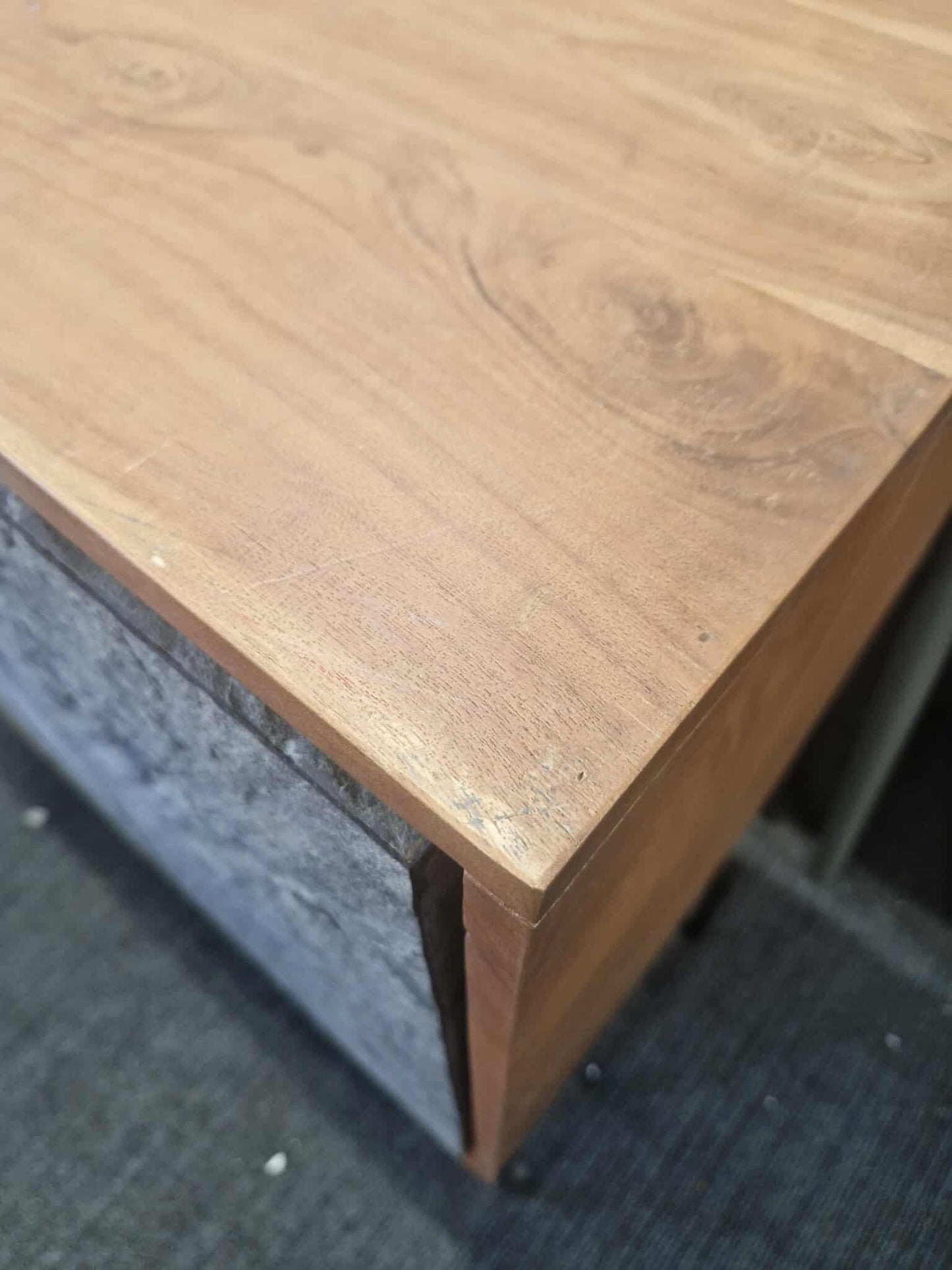 Stone and Solid Acacia Wood Small Cabinet