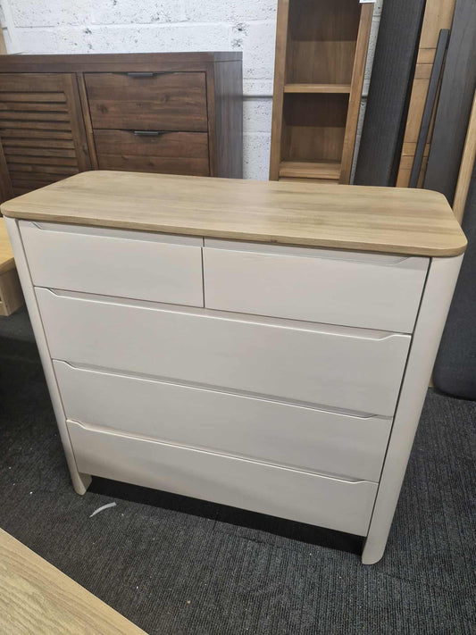 Chest of Drawers 2+3 / Smoked Oak and Natural Stone / Oak FurnitureLand Otto