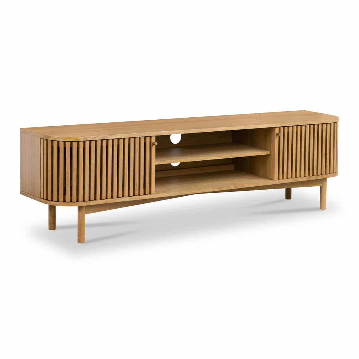 Oak 180cm Slatted TV Unit