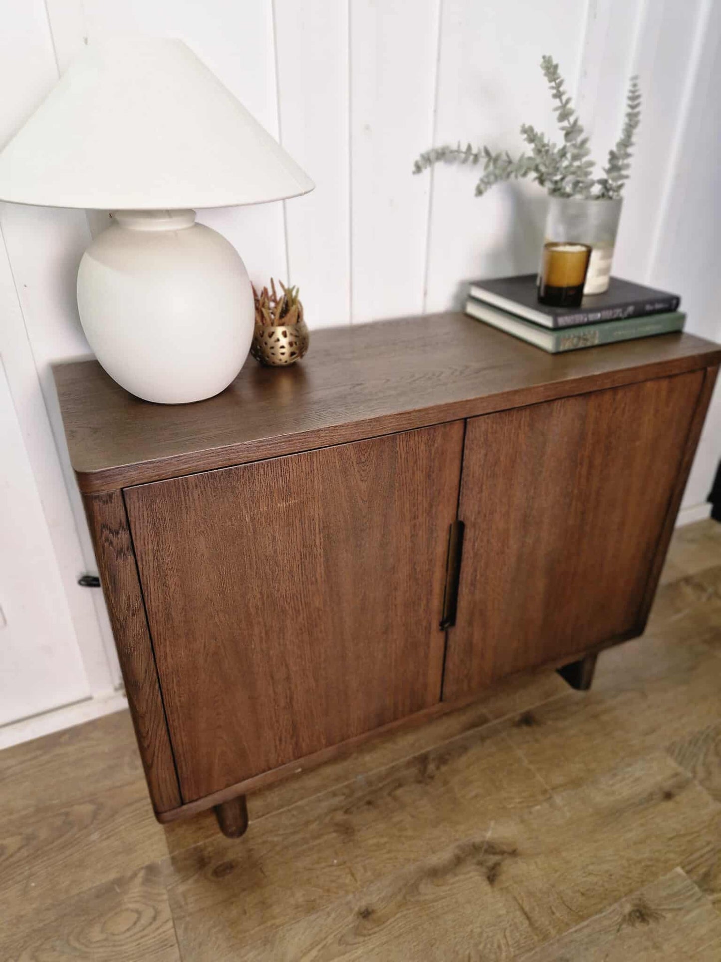 Dark Wood Walnut 2 Door Cupboard / Small Sideboard