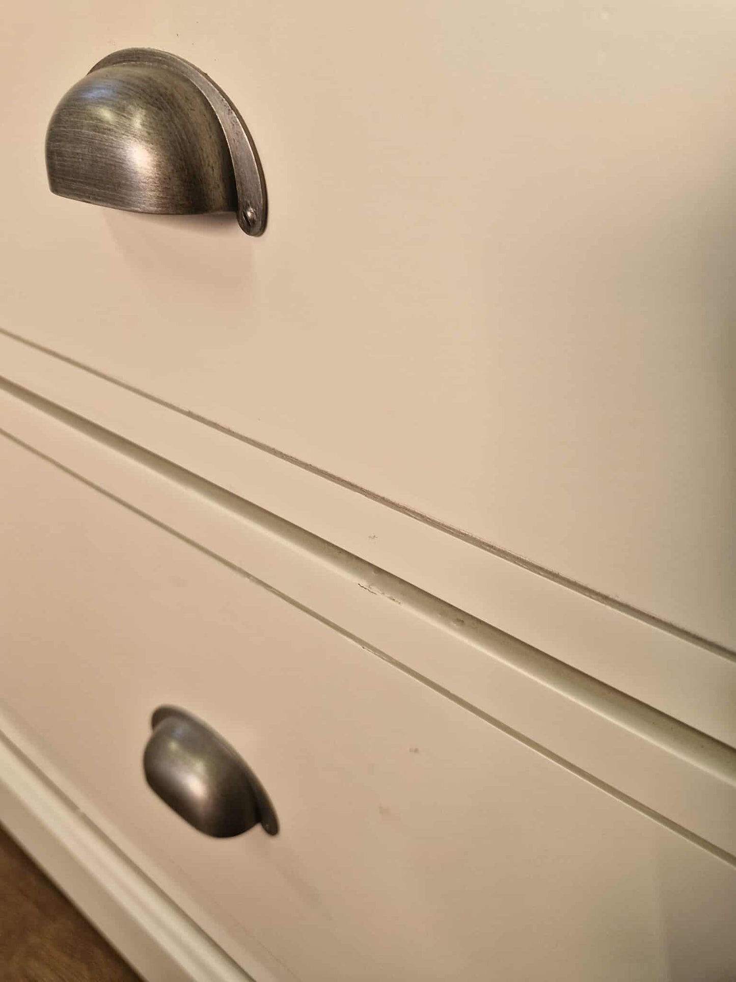 Off White and Grey Solid Wood Chest of 5 Drawers / Oak FurnitureLand Brompton RRP £579