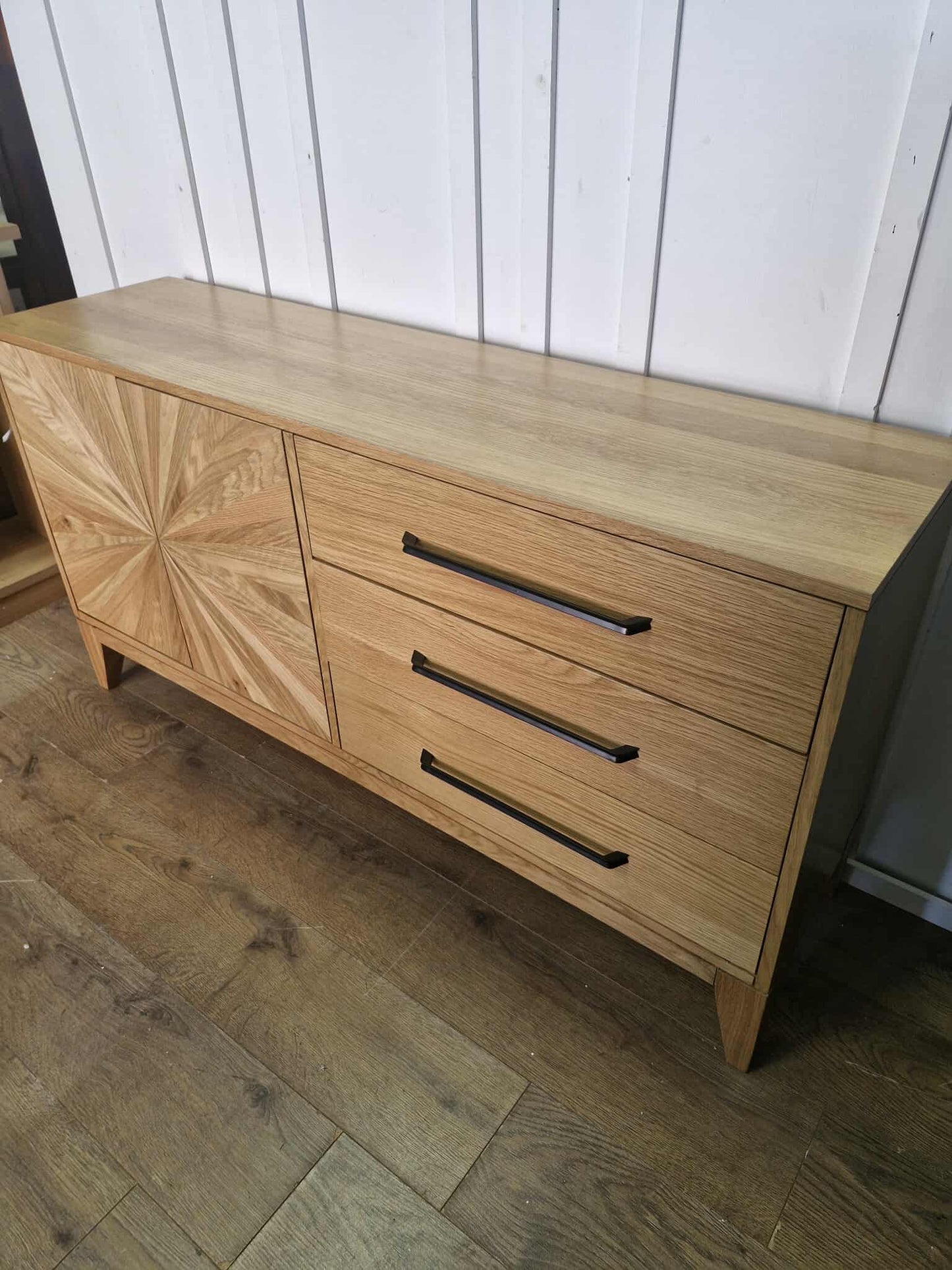 Oak Sideboard / Wood and metal Black / 2 Doors and 3 drawers