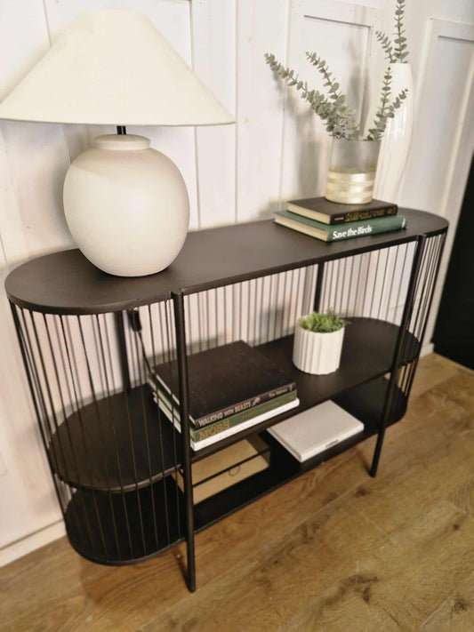 Black Metal Console Table  ¦  Storage Display Unit
