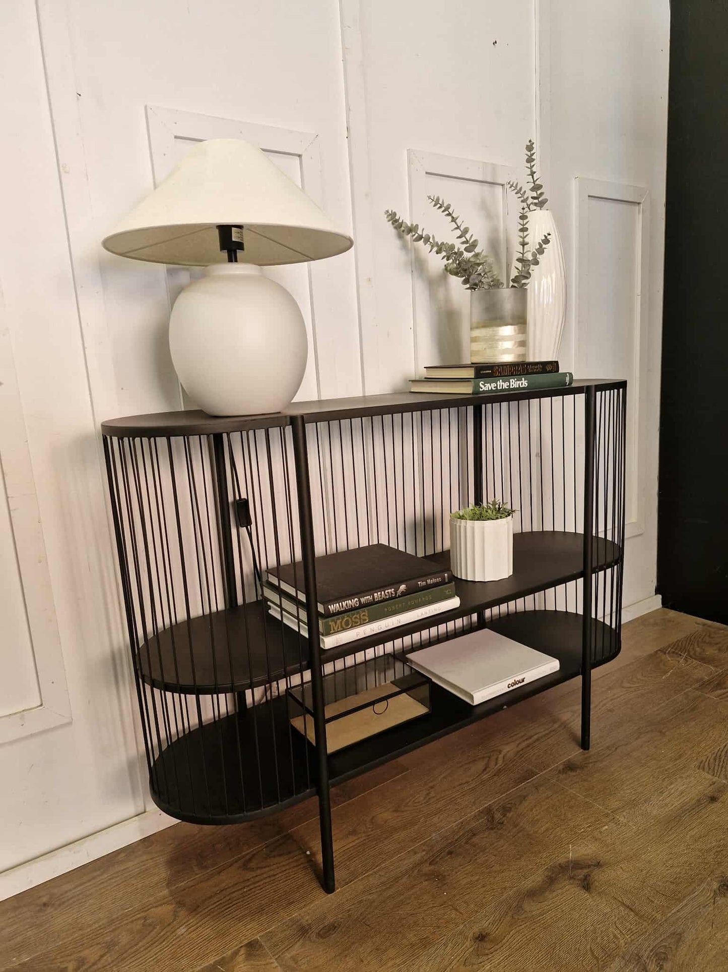 Black Metal Console Table  ¦  Storage Display Unit