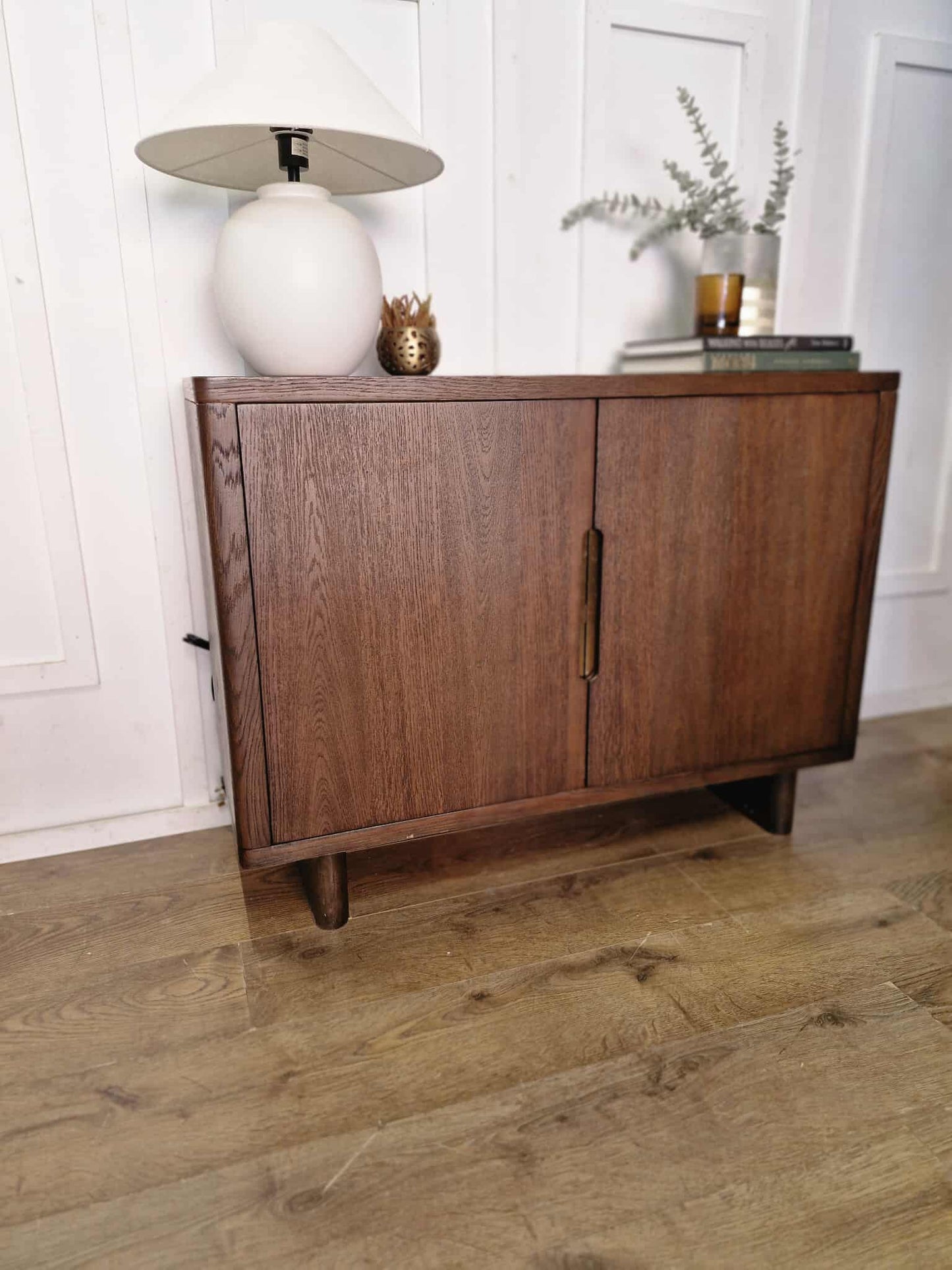Dark Wood Walnut 2 Door Cupboard / Small Sideboard