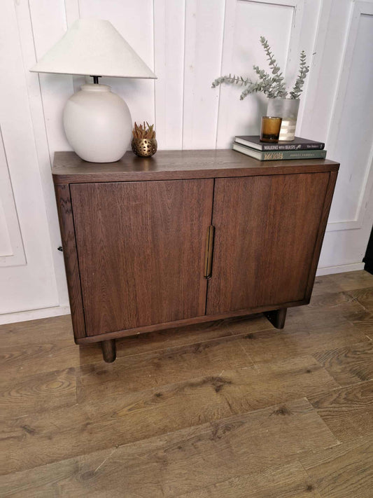 Dark Wood Walnut 2 Door Cupboard / Small Sideboard