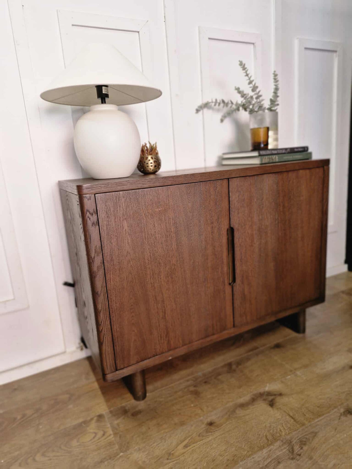 Dark Wood Walnut 2 Door Cupboard / Small Sideboard