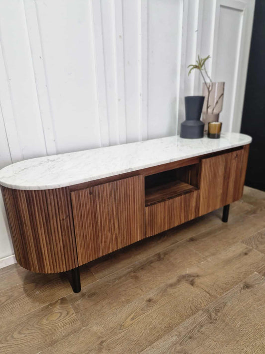 Marble and Dark Solid Wood TV stand / Elba