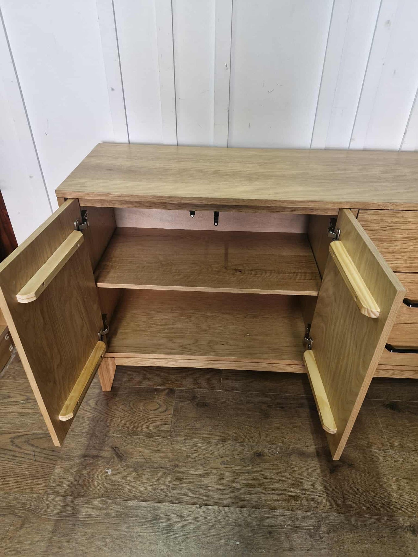 Oak Sideboard / Wood and metal Black / 2 Doors and 3 drawers