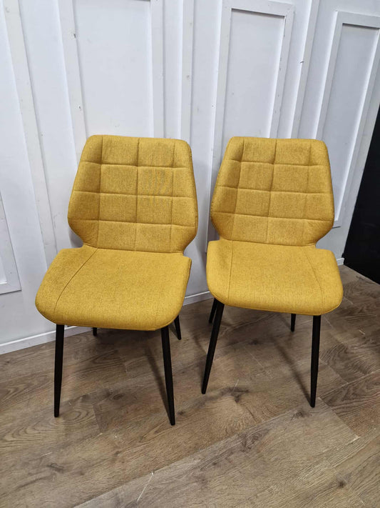 Saffron Fabric Dining Chairs With Black Legs / Set of 2