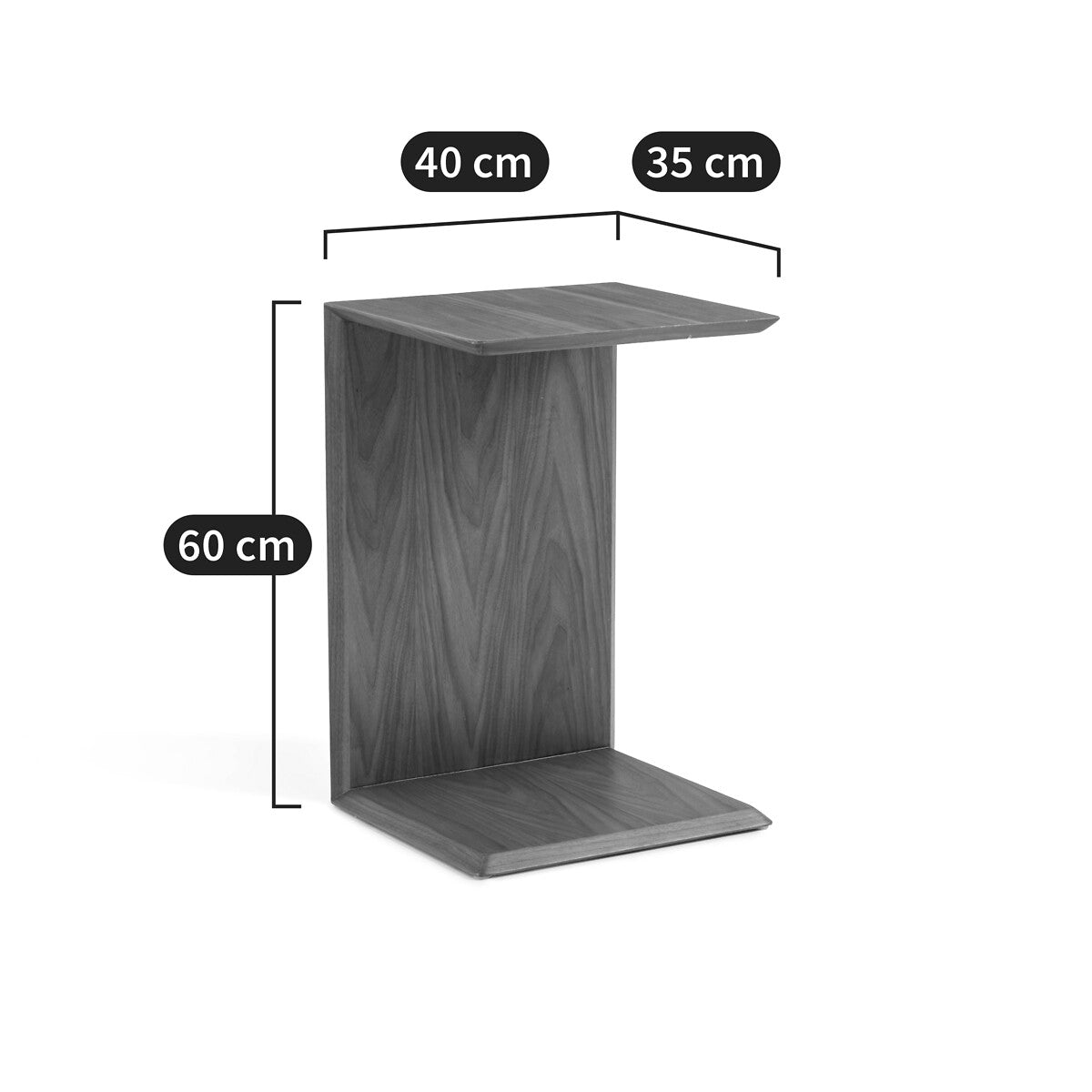 Oak Side End Table U shape Solid Wood