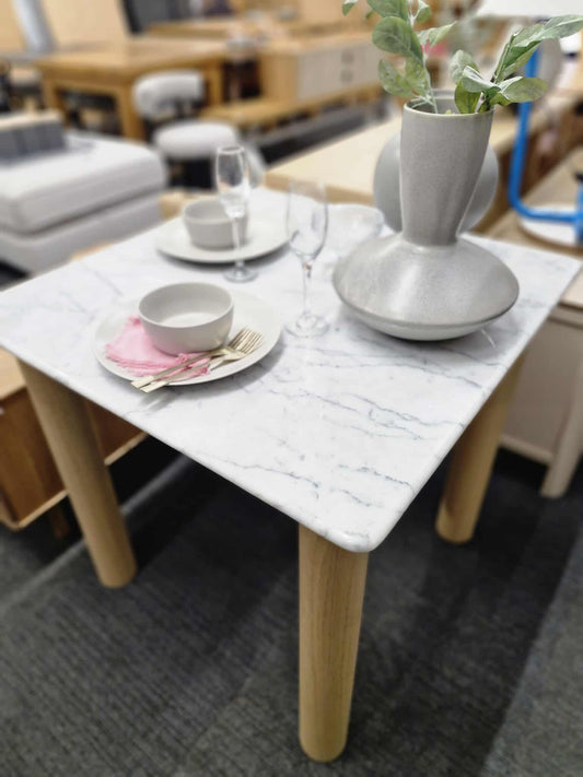 Small Bistro Dining Table Marble and Solid wood