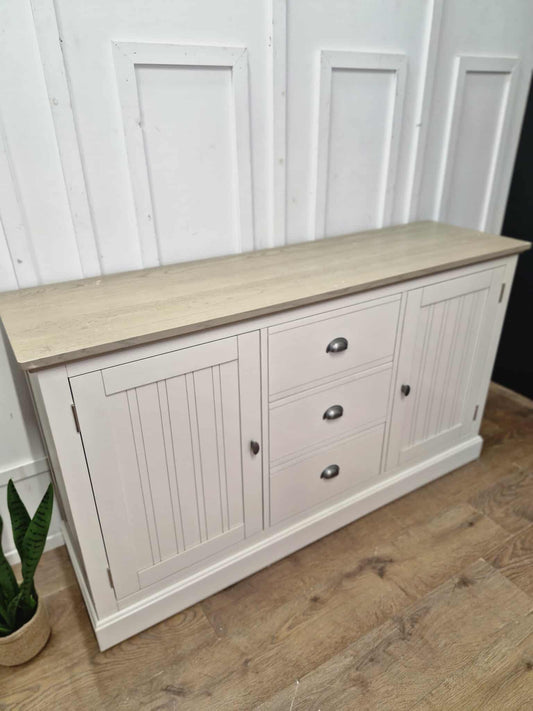 Off White and Grey Solid Wood Large Sideboard / Oak FurnitureLand Brompton RRP £599