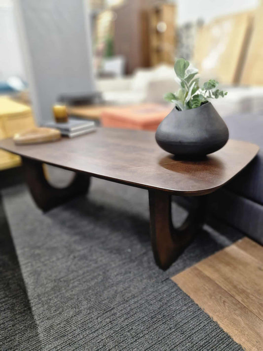 Solid Mango Wood Coffee Table with curved legs
