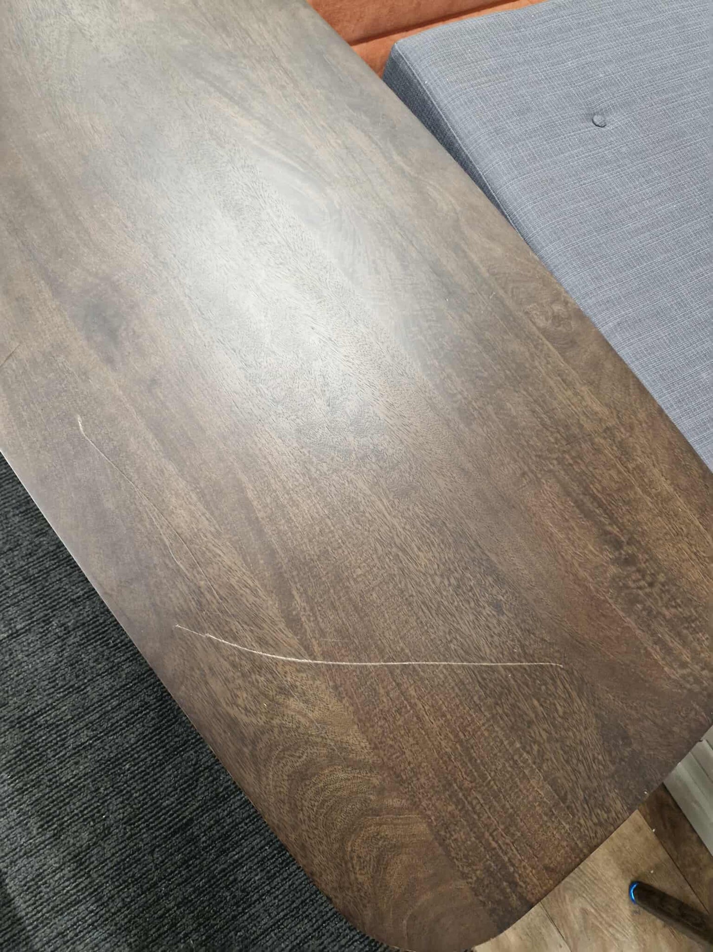 Solid Mango Wood Coffee Table with curved legs