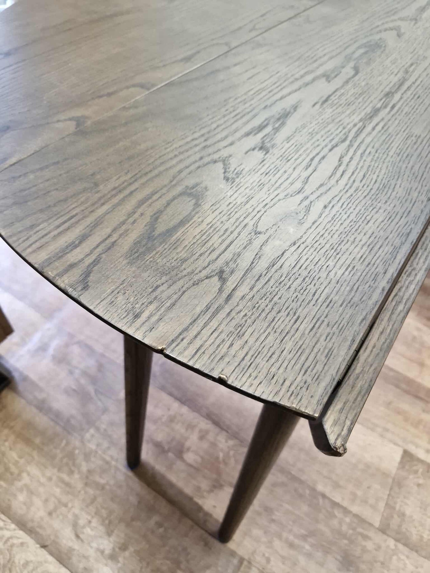 Folding Console - Round Dining Table Drop Leaf / Dark wood Walnut