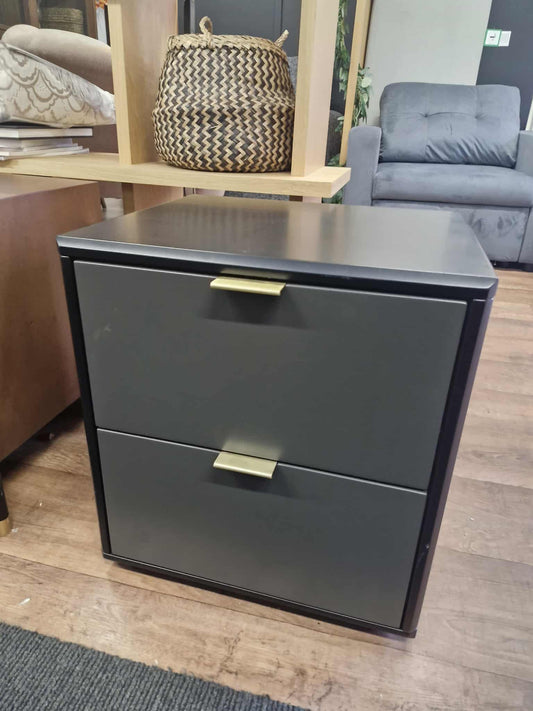 Black, Grey and Gold Bedside Table with 2 drawers