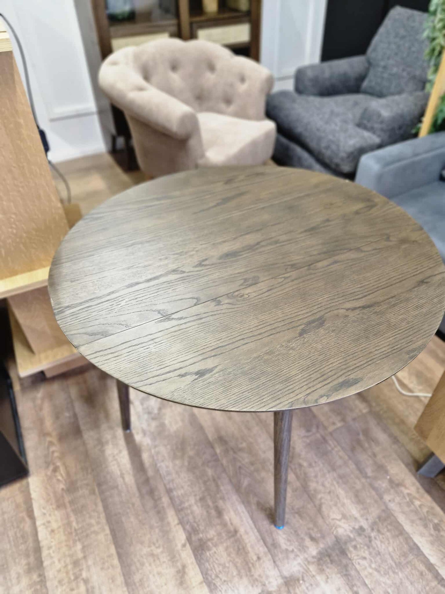 Folding Console - Round Dining Table Drop Leaf / Dark wood Walnut