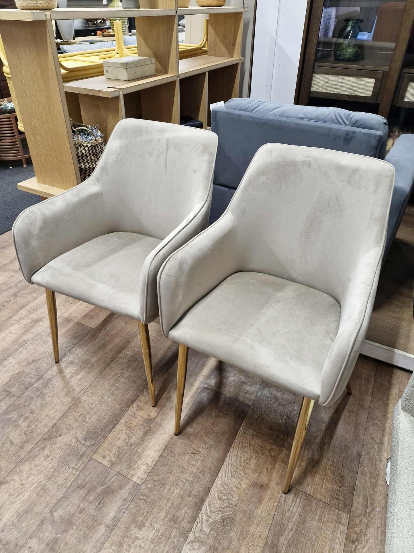 Beige Velvet Dining Chairs set of