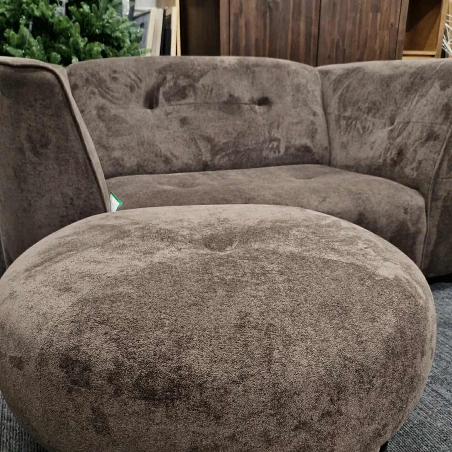 Brown Mocha Round Swivel Footsool / DFS Ted Baker Grove