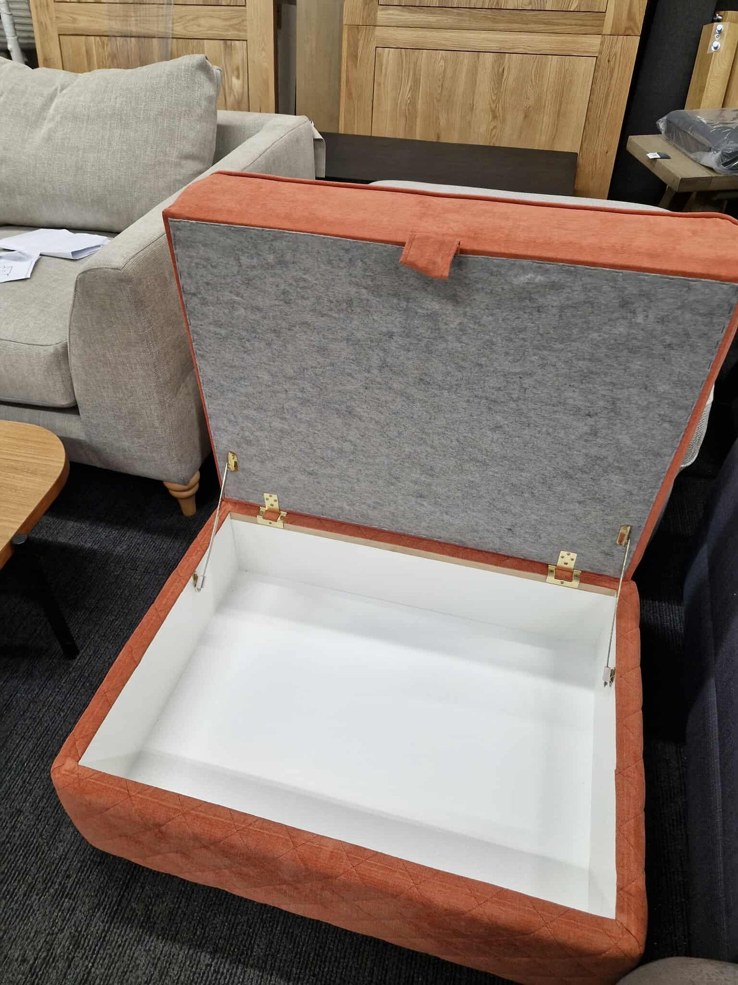 Orange Storage Ottoman / Footsool