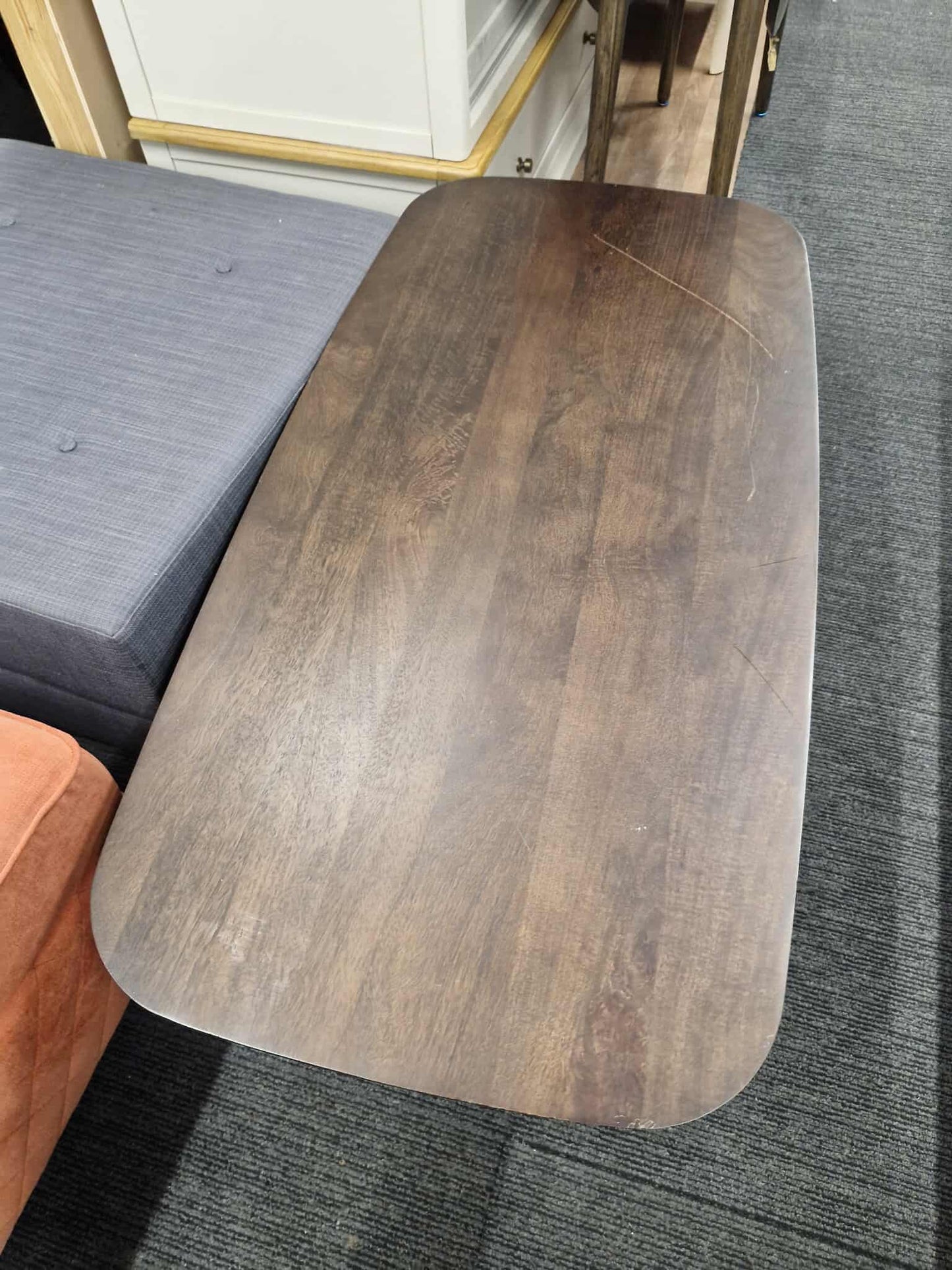 Solid Mango Wood Coffee Table with curved legs