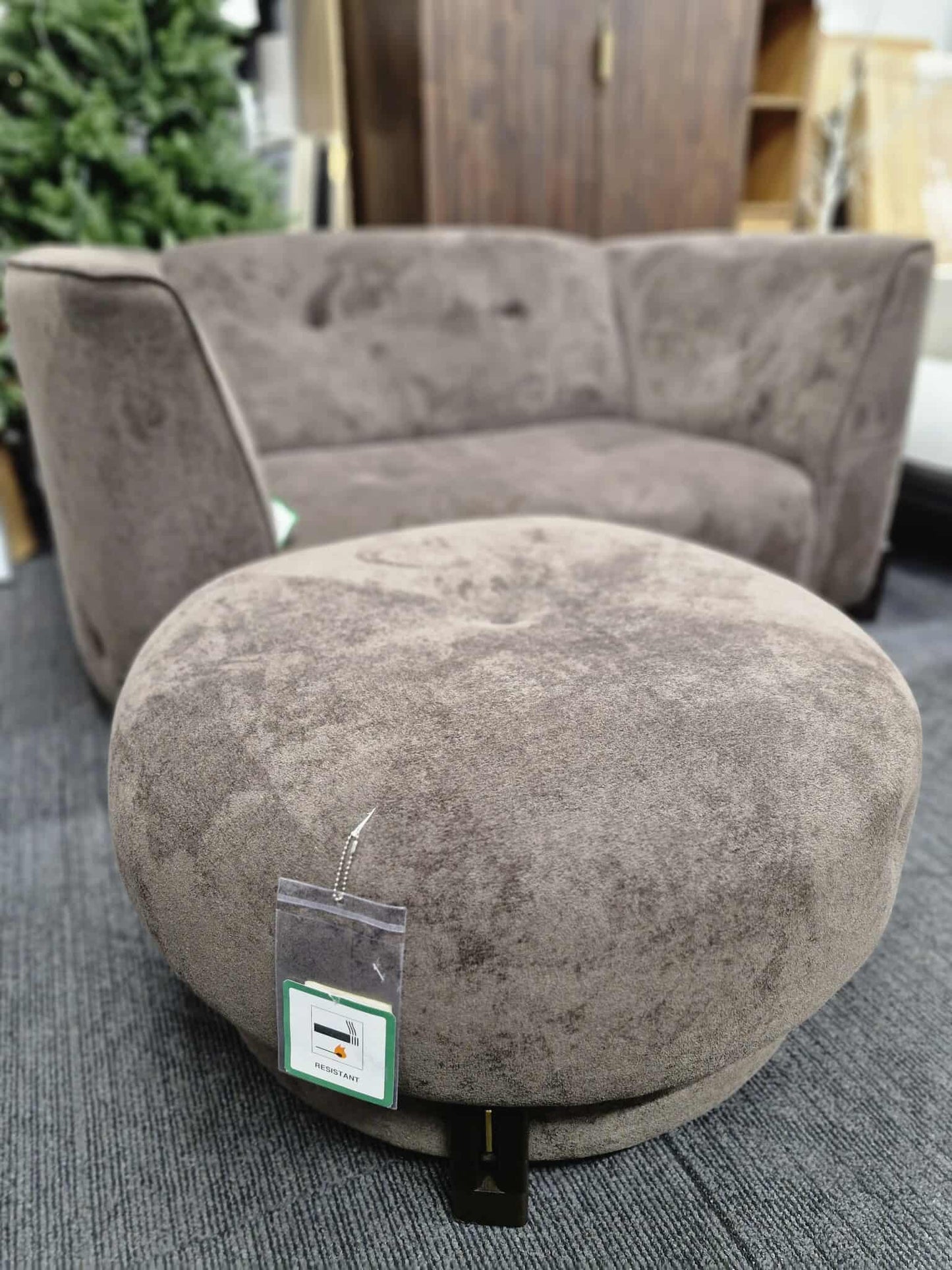 Brown Mocha Round Swivel Footsool / DFS Ted Baker Grove