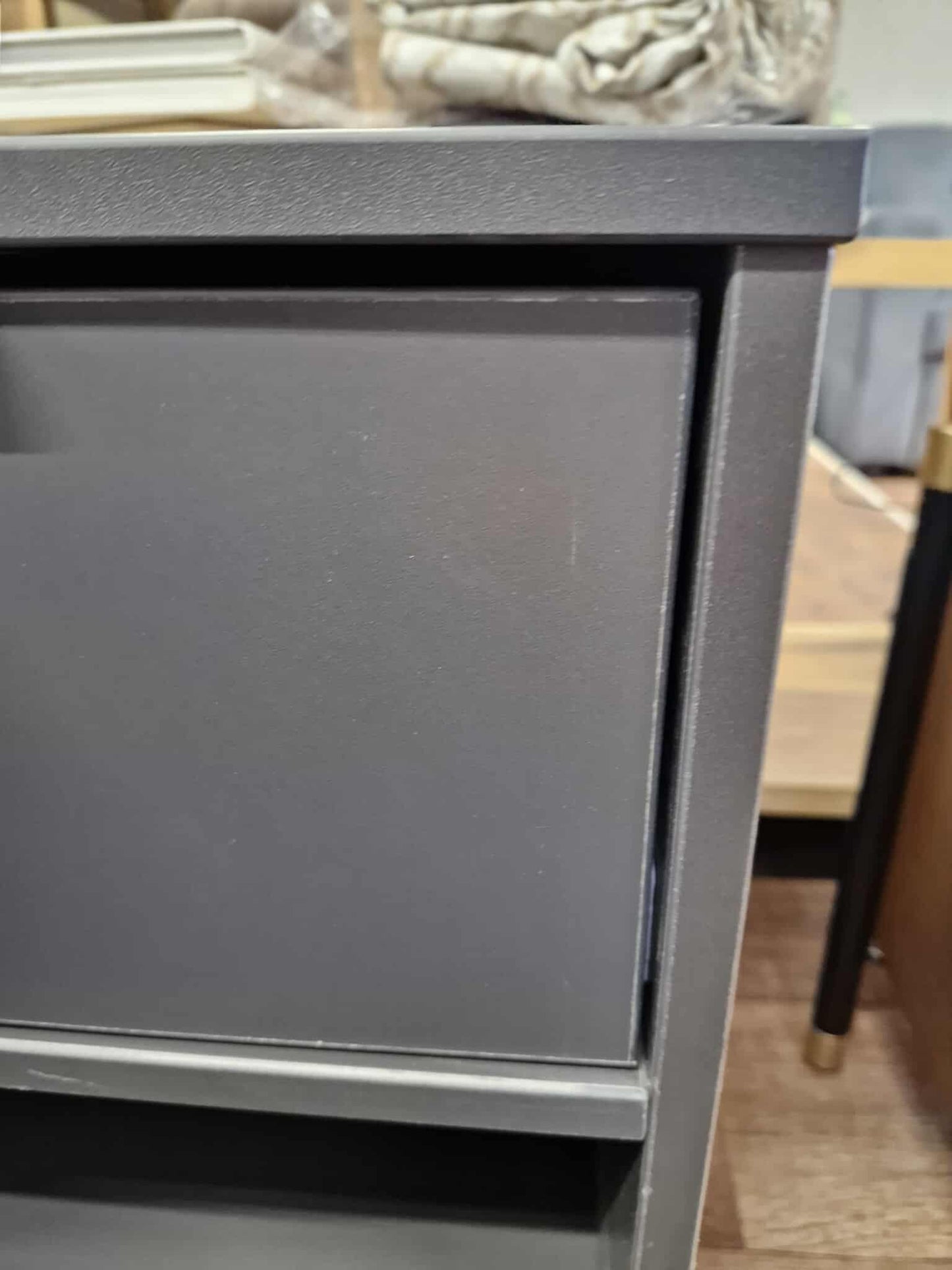 Grey and Black Bedside Table with drawer