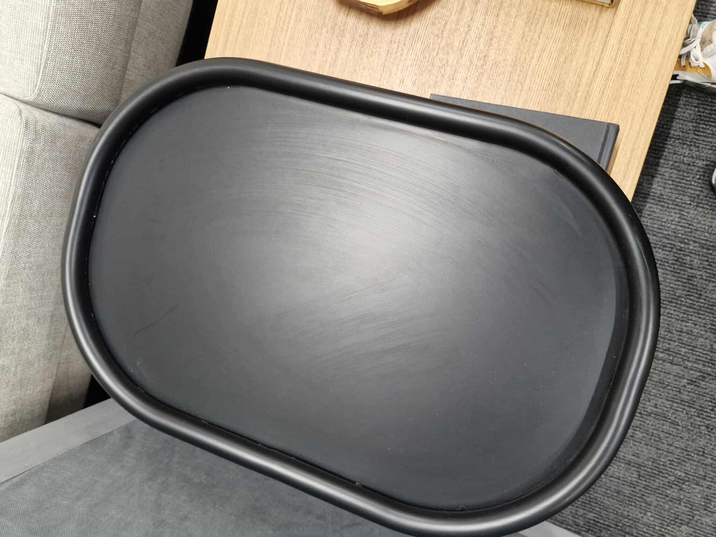 Coffee table wood and Black Metal Tray/  2 tier