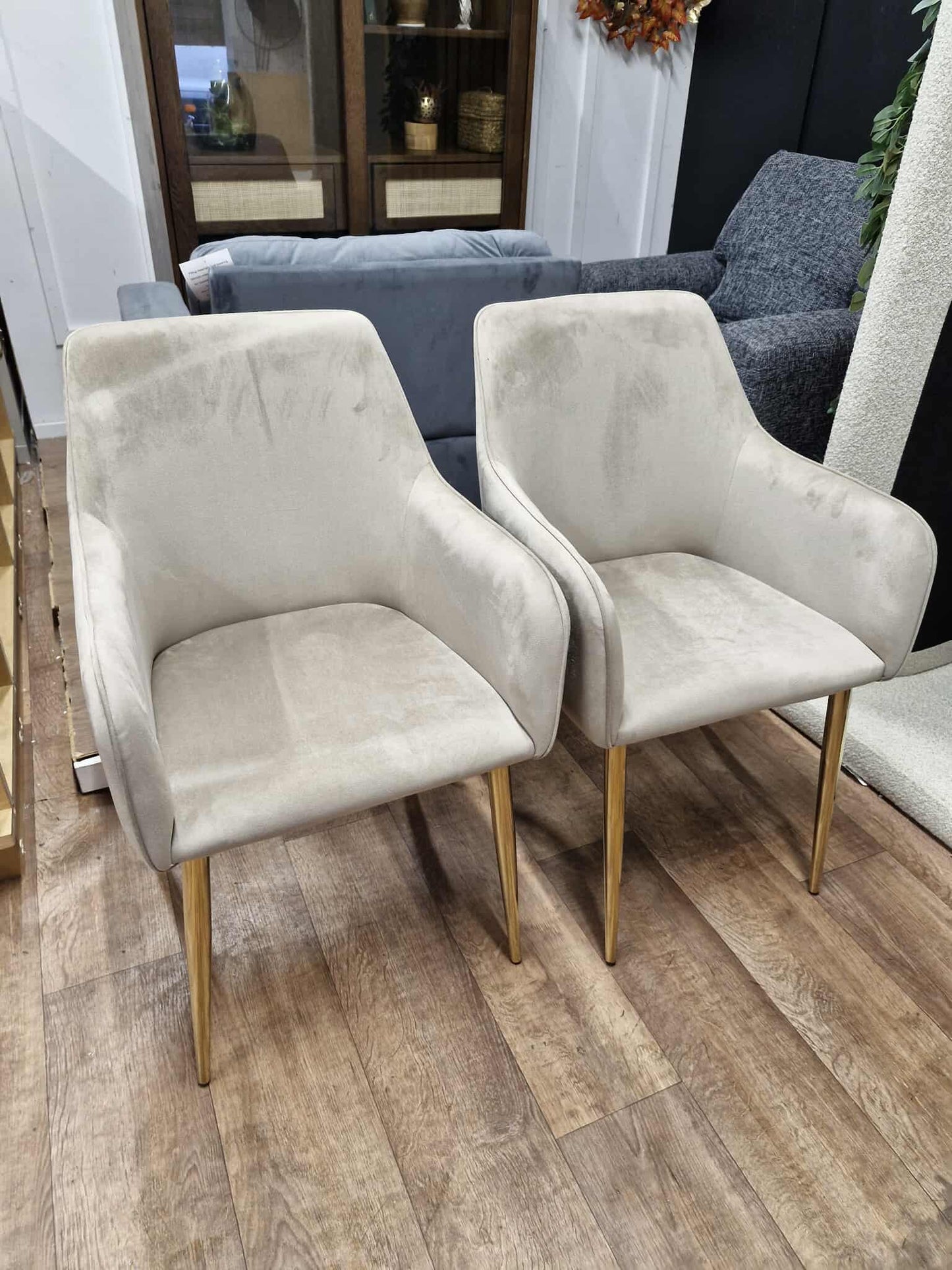 Beige Velvet Dining Chairs set of