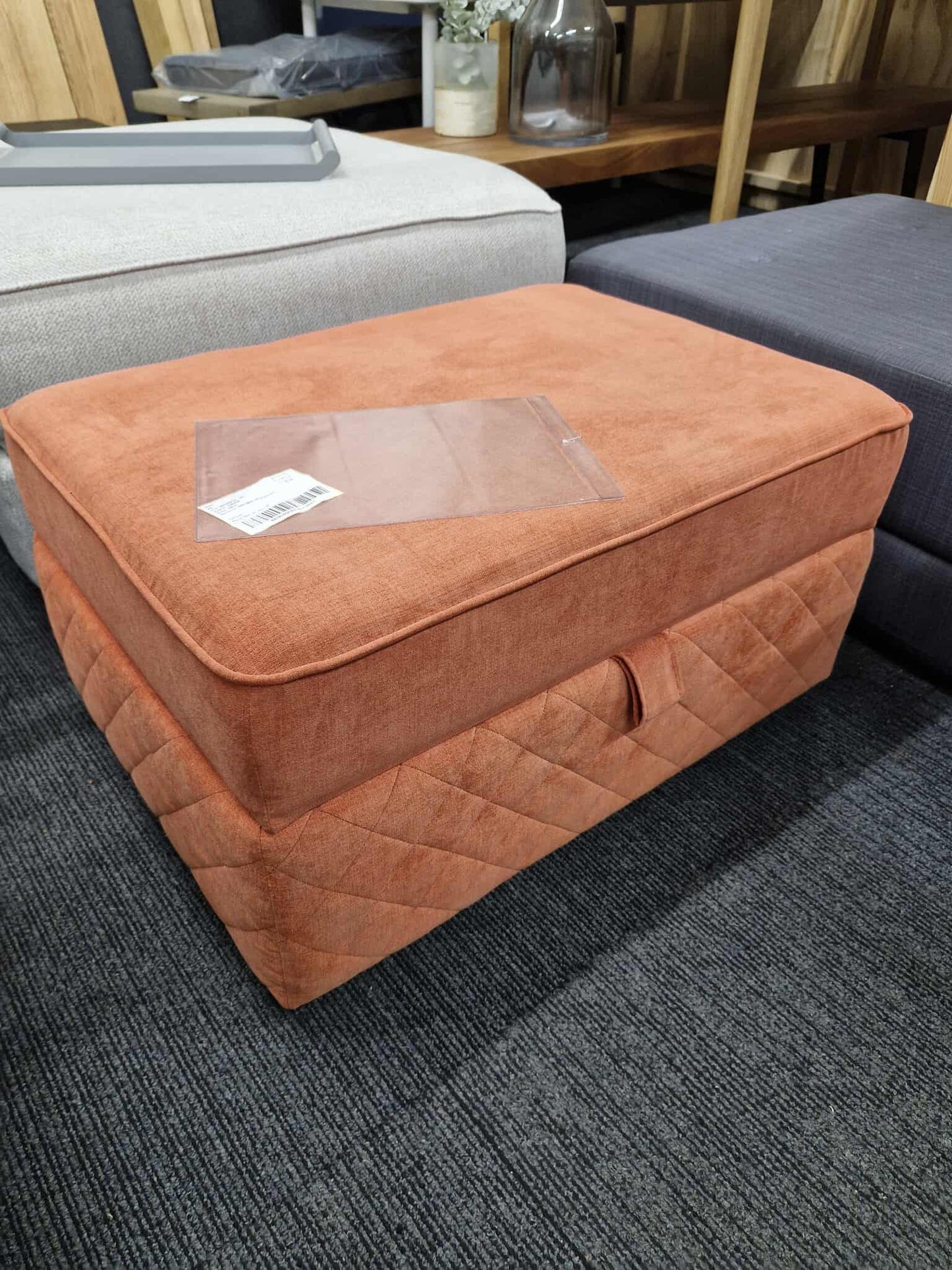Orange Storage Ottoman / Footsool