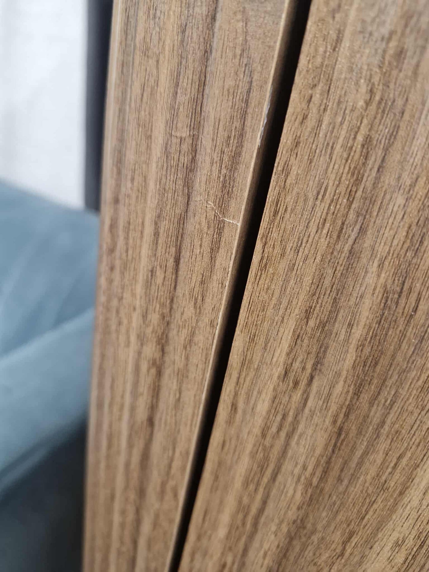 2 Door Ridged Dark Wood Wardrobe / Hanging Rail and Shelves