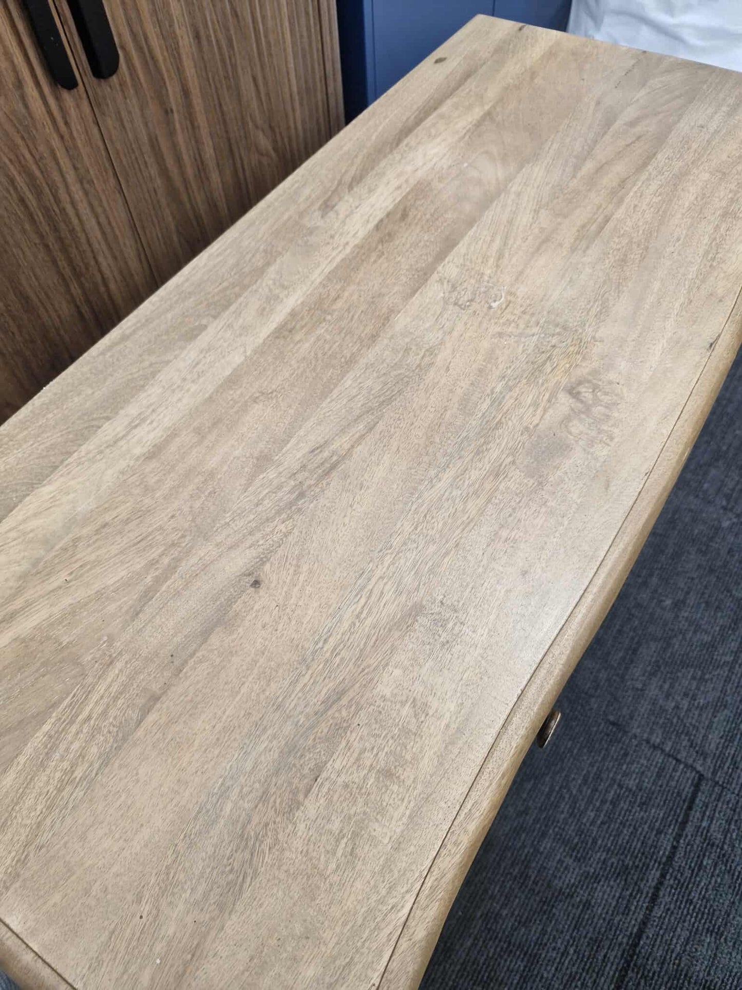 Solid Wood Washed Small Sideboard with 2 Drawers and 2 Doors