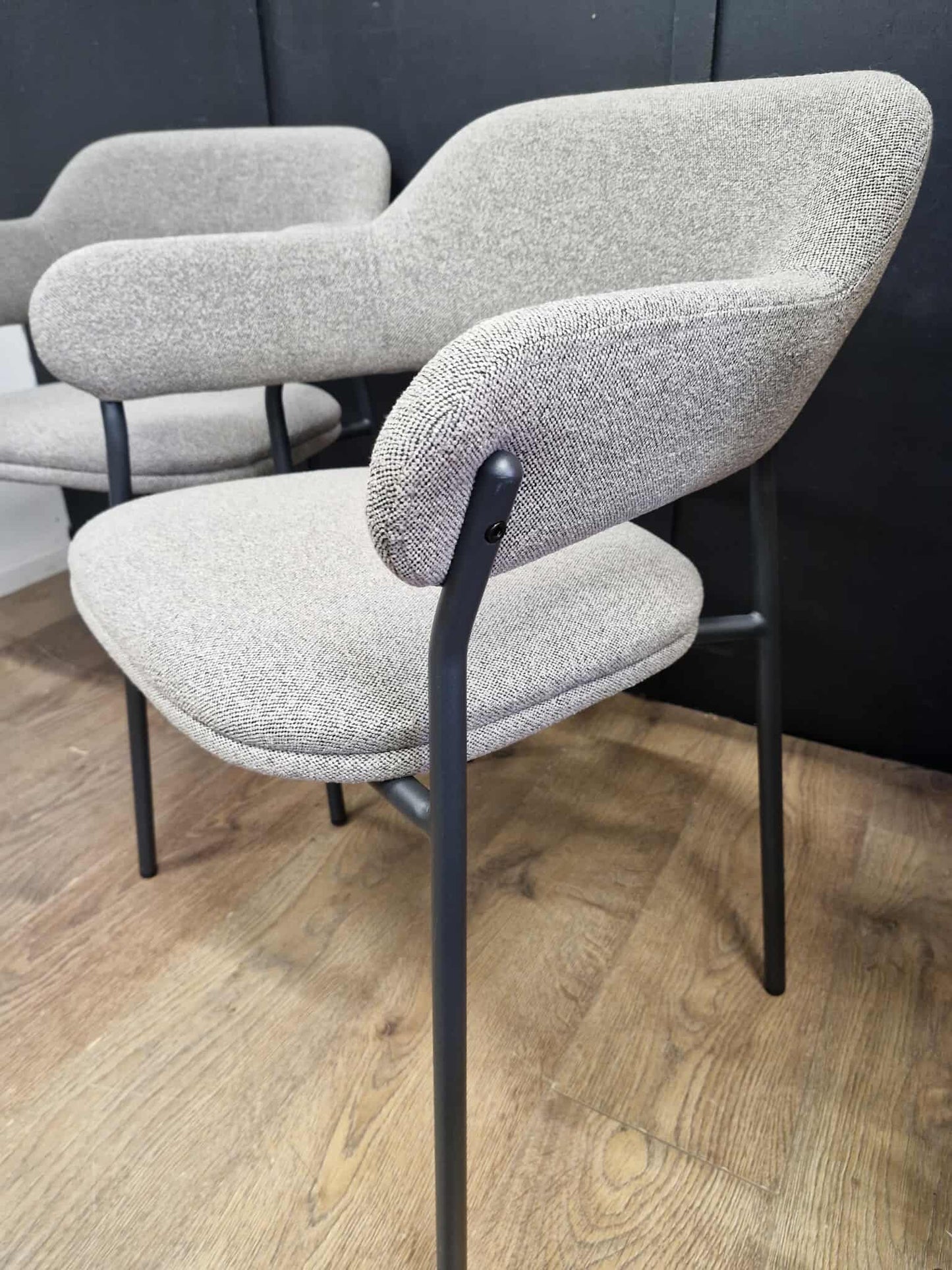 Wise Dining Armchair, Set of 2, Grey and Black Metal