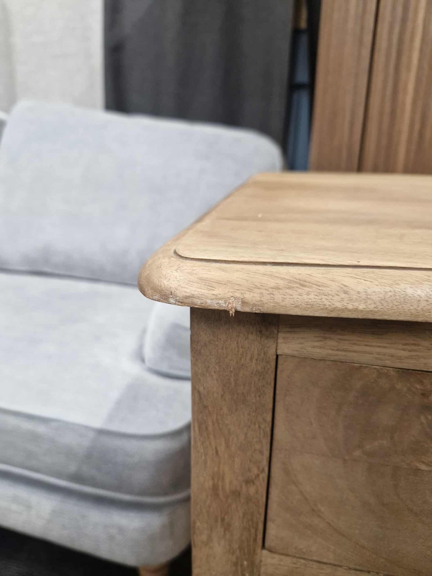 Solid Wood Washed Small Sideboard with 2 Drawers and 2 Doors